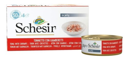 Schesir Kattemat Tunfisk & Reker i Gele 6 x 50g Multipack