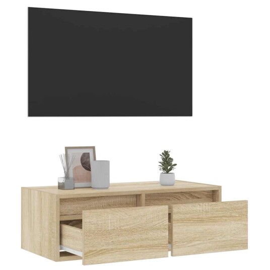  TV-benk med LED-lys sonoma eik 75x35,5x25 cm 8721158663443