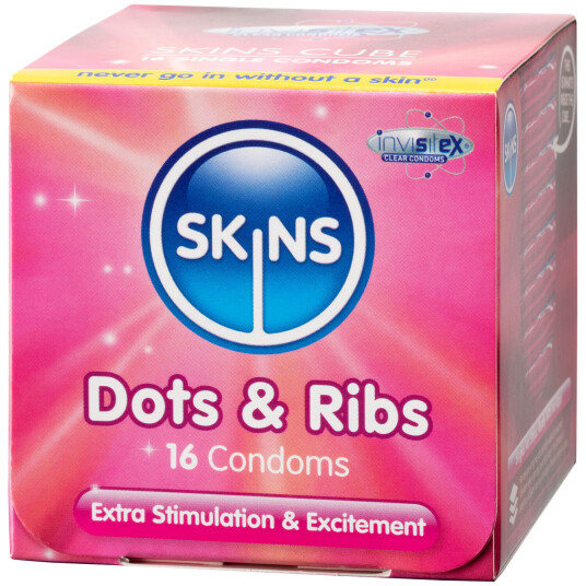 Skins Dots & Ribs Kondomer 16 stk - Klar Skins Dots & Ribs Kondomer 16 stk - Klar
