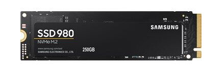 Samsung 980 M.2 NVMe 250GB SSD med PCIe 3.0 og 2900 MB/s skrivehastighet