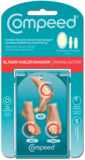 Compeed Gnagsår Mix, 2 plaster medium, 2 plaster small og 1 plaster til tå
