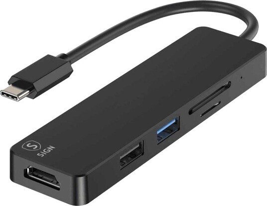 SiGN 5-i-1 Dokkingstasjon USB-A HDMI 4K microSD Svart SiGN 5-i-1 Dokkingstasjon USB-A HDMI 4K microSD Svart