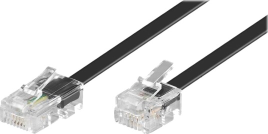 Goobay Telefon- og Nettverkskabel 15 M Rj-11/Rj-14 til Rj-45 Flat Svart