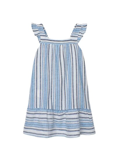 Boboli Linen Dress Striped For Girl Blue 116