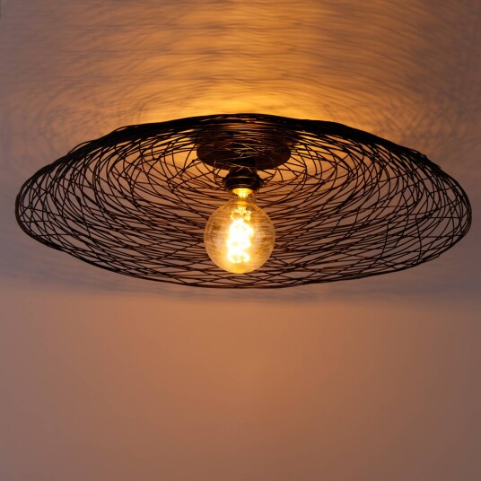 Lindby taklampe Thorian svart jern Ø 40 cm