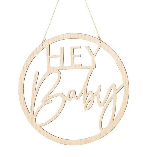 Ginger Ray Treskilt Hey Baby