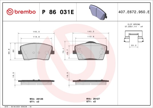Bremseklosser BREMBO P 86 031E