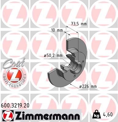 Bremseskive ZIMMERMANN 600.3219.20