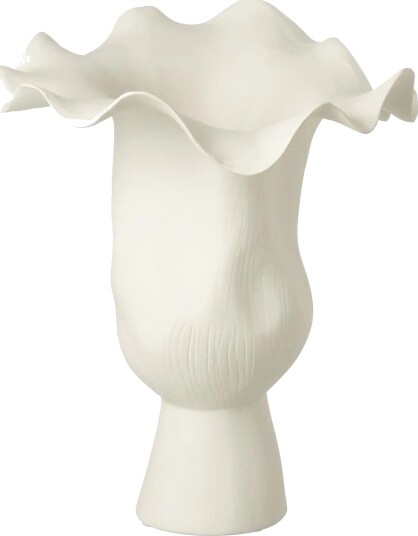 J Line Vase Narrow Helix Irr Ceram Wh   Cream   H43CM