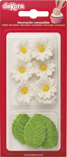 Spiselig Kakepynt Hvite Margeritter Og Blad Pk/13 | Slikkepott.No Spiselig Kakepynt Hvite Margeritter Og Blad Pk/13 | Slikkepott.No