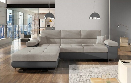 Seksjon Eltap Armando 289x85x203 cm Soro 83 Soft 29 Hvit Grå Venstre