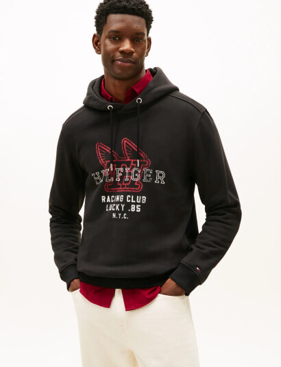 Tommy Hilfiger Modern Ath Graphic Hoody - Black - L