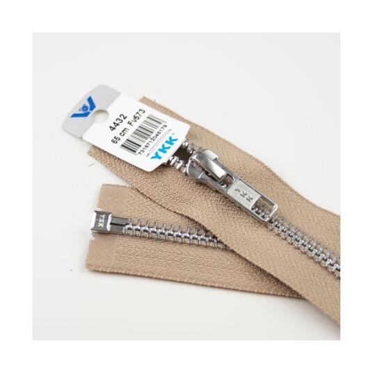 Delbar metallglidelås, Aluminium 55cm Beige