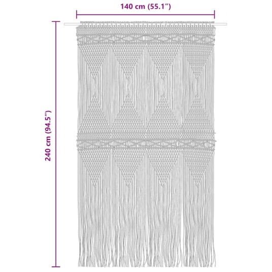 vidaXL Makramé gardin blå 140x240 cm bomull