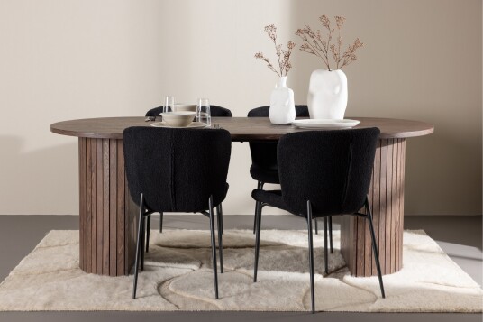 Venture Home Härön Spisegruppe 200 cm Oval med 4 Modesto stoler   Mocca/Sort