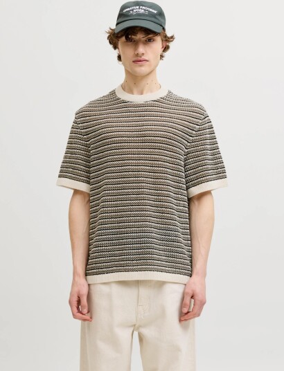 Jack & Jones Jorcarlo Knit Crew Neck Styd Ss26 Black XXL
