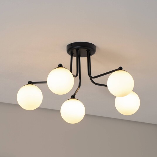 SOLLUX LIGHTING Astral taklampe svart lengde 64 cm stål/glass