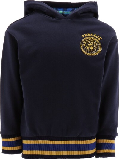 Versace Hettegenser Navy m. Gull/Blå Rutet Versace 8 år 128 Hettegenser