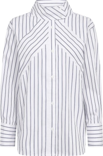 Co" Couture Somocc Stripe Funnel Neck Shirt   White   XL