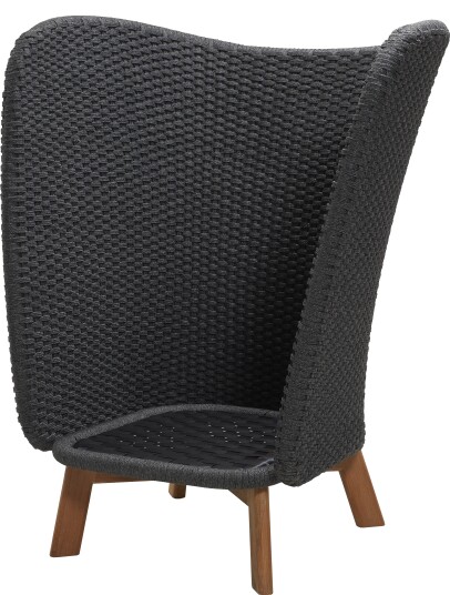 Cane-line Peacock highback stol Mørkegrå med grå pute Grå Cane-line Peacock highback stol Mørkegrå med grå pute Grå