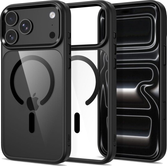 Tech-Protect Magmat Magsafe CC-etui til iPhone 17 Pro Max / 18 Pro Max – Gjennomsiktig svart