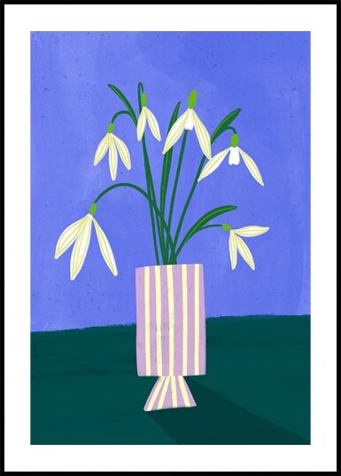 Snowdrops in Stripes Plakat / 50x70cm