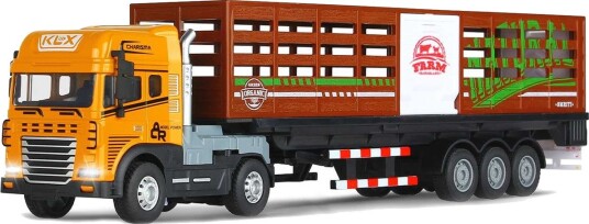 KLX Die cast lastebil med dyretilhenger lys og lyd 534677