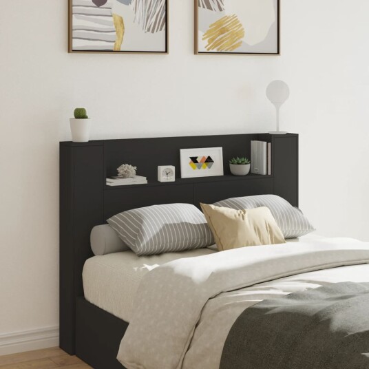 Hodegavl skap med LED svart 140x16,5x103,5 cm 8721012465619