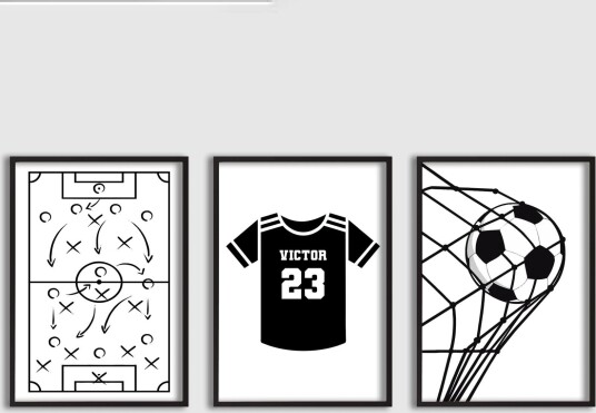 'Personlig Plakat Fotballtaktikk og Drakt Sett med 3'
