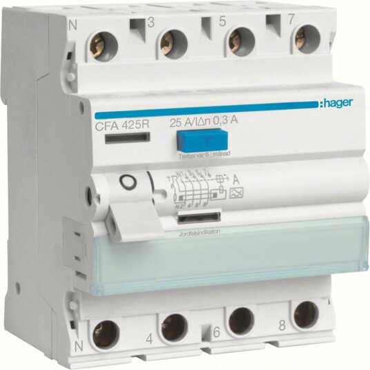 Hager CFA425R Jordfeilbryter 4 polet 300 mA A 25A Stikkontakter & kabler