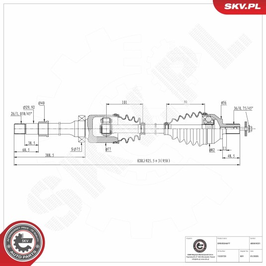 ESEN SKV 40SKV021 Drivaksel