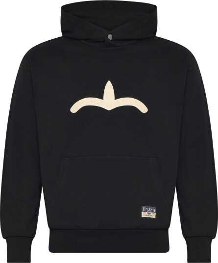 Evisu Seaguall Printed Hoodie   Black   XXL
