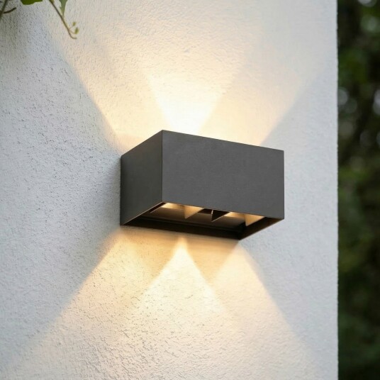 Nivar utendørs LED vegglampe svart 4 lyskilder 20 cm IP54 – Lindby Terrasse Moderne Aluminium Kantet