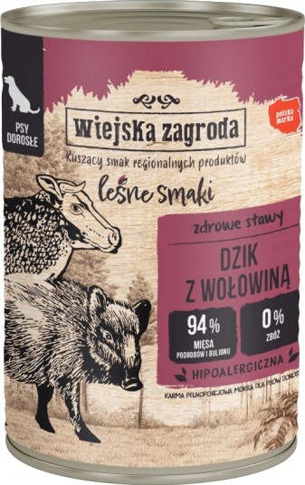 Wiejska Zagroda Våtfôr Dog Villsvin Med Okse 12 X 400 G