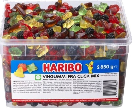 Haribo Vingummi Fra Click Mix 2,85 Kg I Plastbøtte Haribo Vingummi Fra Click Mix 2,85 Kg I Plastbøtte