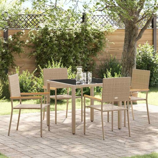 5-delt Hage Spisegruppe Beige Polyrotting