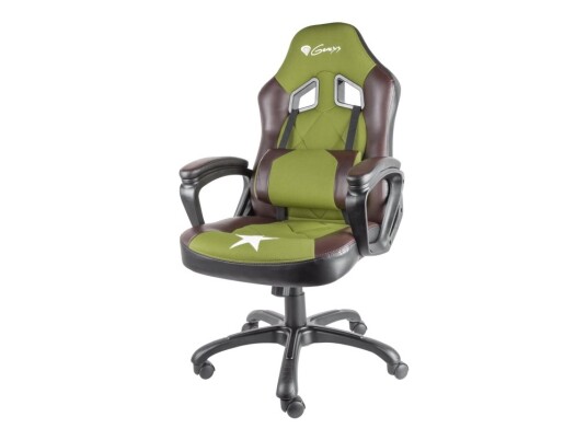 Genesis Nitro 330 - Stol - Ergonomisk - Armlener - Ringformet - Tipping - Roterende - Nylon Kunstlær - Grønn Brun