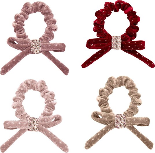 Mimi & Lula 4 Scrunchies Velvet Bow MULTI One Size