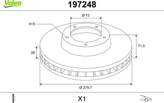Bremseskive VALEO 197248