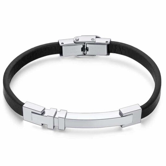 Helyz armbånd for menn i stål & imt. lær Helyz armbånd for menn i stål & imt. lær