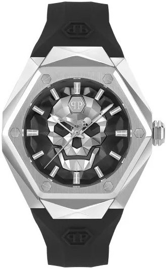 Philipp Plein Herreklokke PWPWA0124 The Skull Sort/Gummi