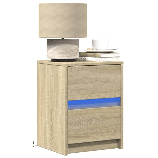 Nattbord med LED sonoma eik konstruert tre 852037