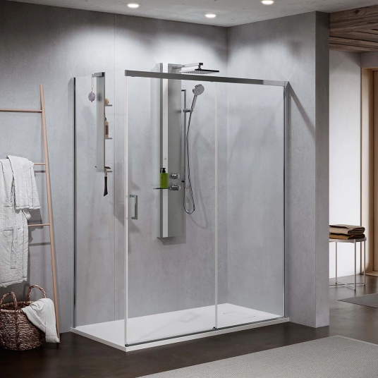 Novellini Zephyros 2.0 PH Skyvedør 120-160cm Krom / 116-119cm Høyre Hengslet