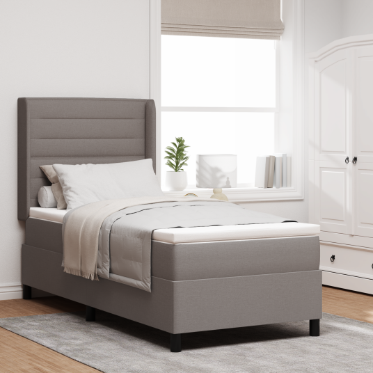 Box Spring Seng med Madrass Taupe 80x200 cm Stoff