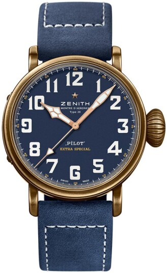 Zenith Herreklokke 29.2430.679 57.C808 Pilot Blå/Gummi Ø45 mm