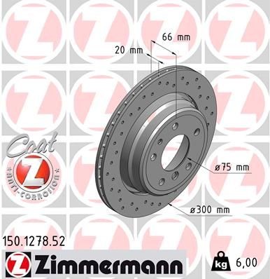 Bremseskive ZIMMERMANN 150.1278.52 Bremseskive ZIMMERMANN 150.1278.52