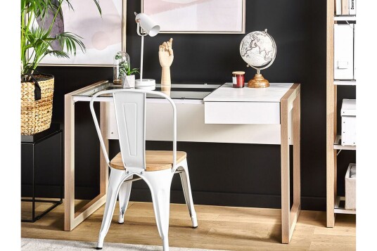 Skrivebord Skiatook 120 cm med Oppbevaringsskuff Hvit/Lyst Tre