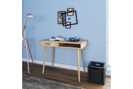 Skrivebord Lundtorp 105 cm med Oppbevaringshylle + Skuff Brun