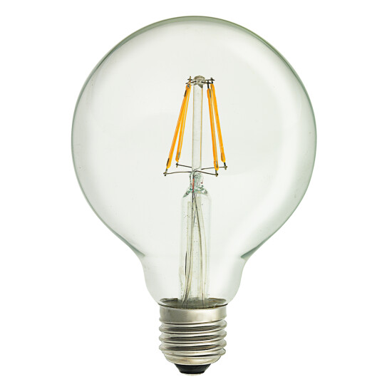 Ledpære E27 klar glob filament 8 Watt 2700 Kelvin 95 mm Dimbar Ledpære E27 klar glob filament 8 Watt 2700 Kelvin 95 mm Dimbar