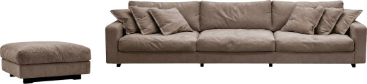 Valencia sofagruppe ekstra dyp 5 seters sofa + fotskammel i chenille   Mørk brun